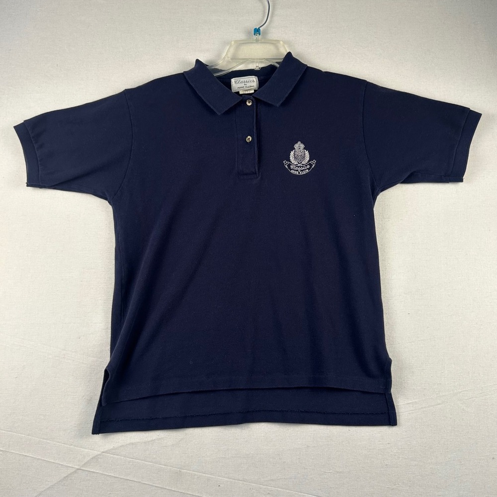 Anne Klein Classics Mens Navy Blue Cotton Crest Polo Shirt RN 40803 Size M